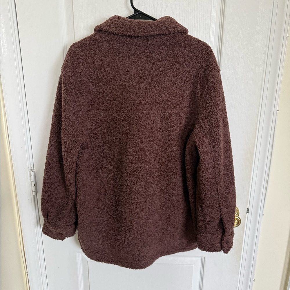 Abercrombie & Fitch Brown Sherpa Jacket with Faux Leather Accents - Picture 5 of 5